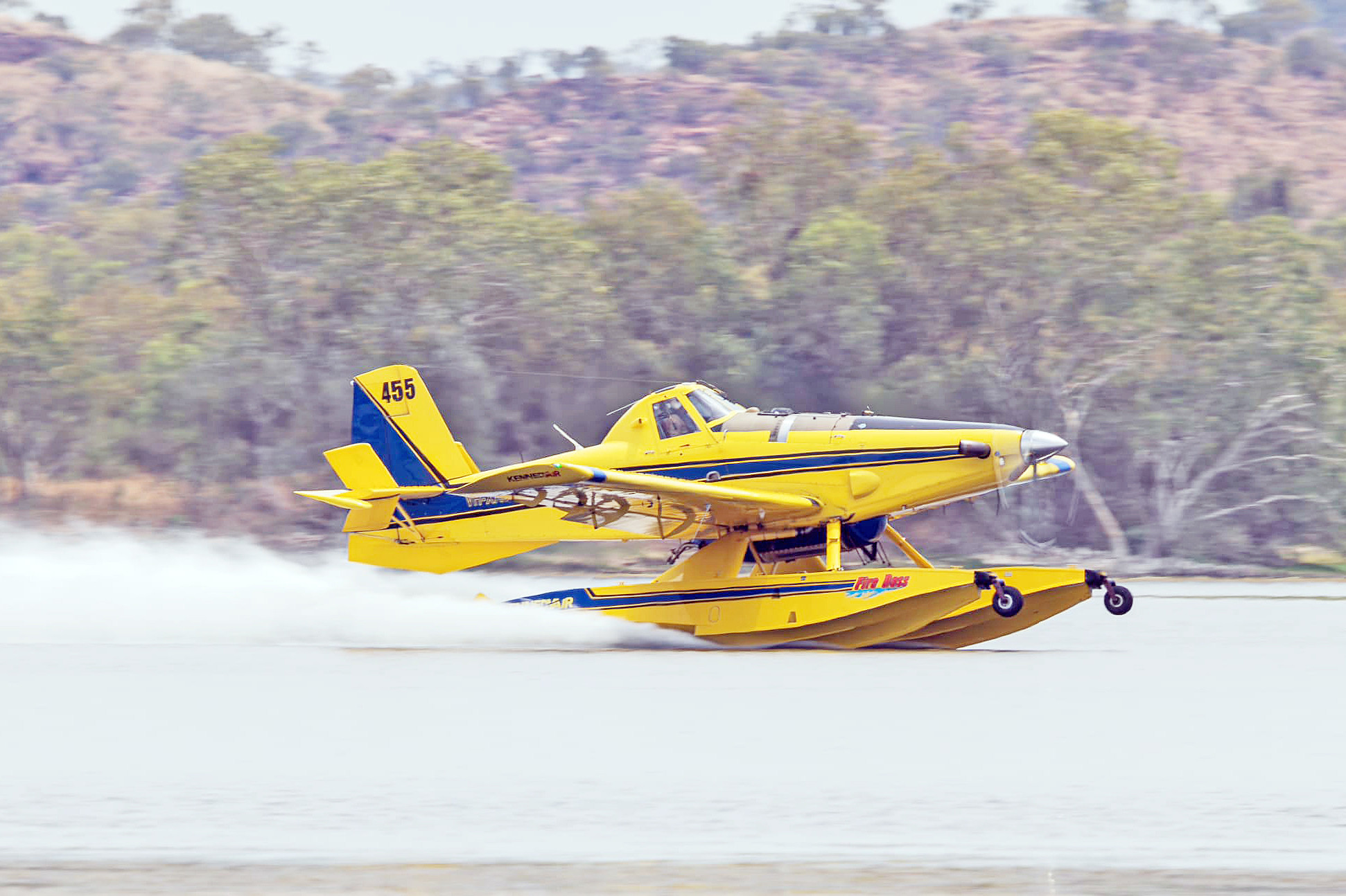 The Kennedy Air Fire Boss455 Air Tractor at Lake Moondarra. Picture: Mount Isa Aviation Photography