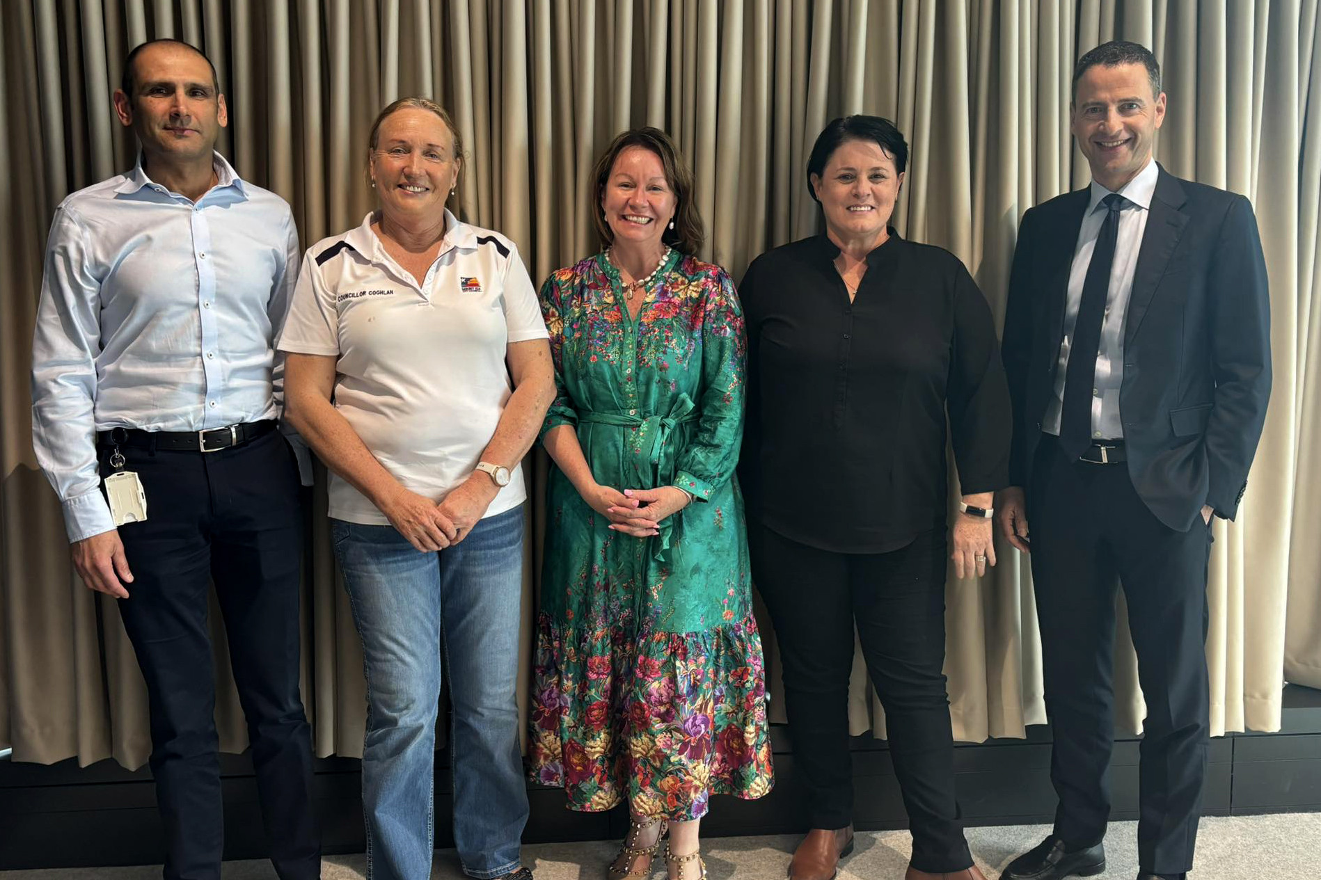 Mount Isa mayor Peta MacRae with deputy mayor Kim Coghlan in Brisbane earlier this month. They are pictured with Glencore’s head of Zinc Assets Suresh Vagnegra, Glencore Queensland Metals’ general manager of Health, Safety, Environment and Community Maryann Wipaki, and Glencore CEO Gary Nagle.