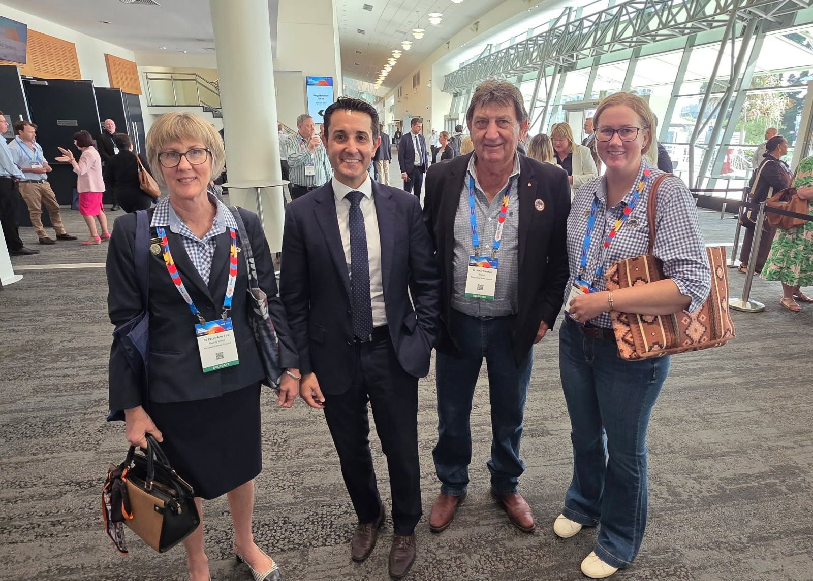 Richmond Shire deputy mayor Patsy-Ann Fox, Premier David Crisafulli, mayor John Wharton and councillor Sherreen Johnston at the LGAQ conference.