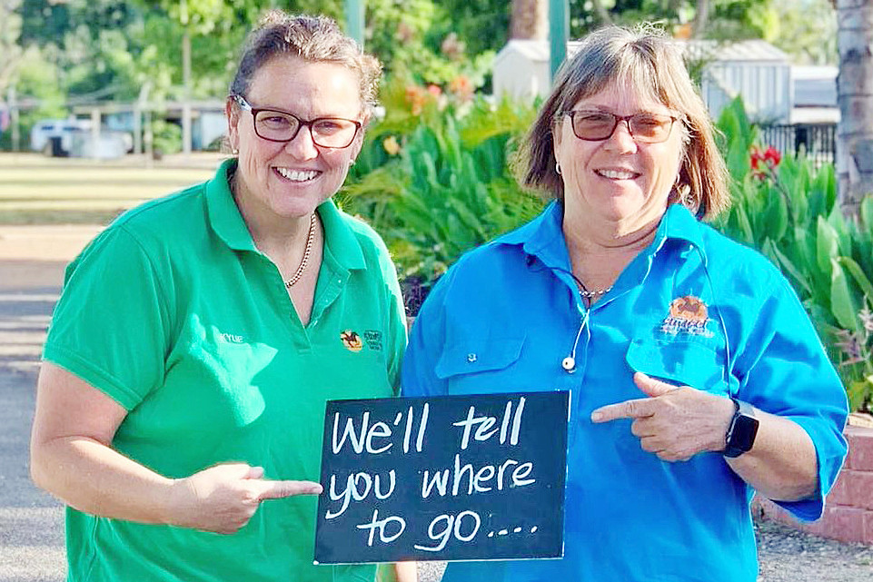 Michelle Valinoti, right, pictured with Sunset Tourist Park co-owner Kylie Rixon, has joined the OQTA board.