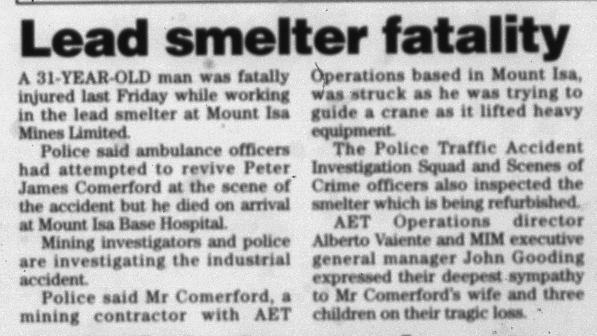 The North West Star’s report of the tragedy, published on July 17, 2000.