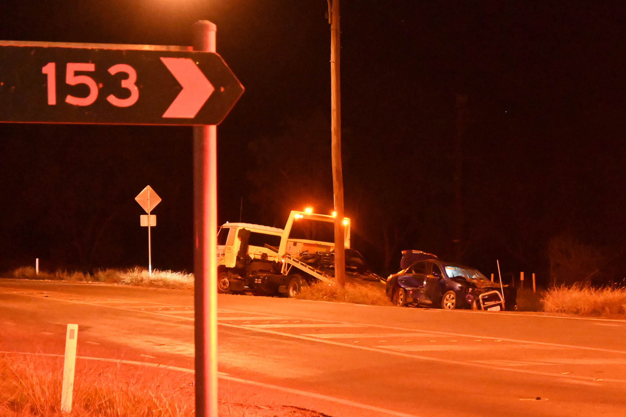 The Toyota Camry was still at the scene, waiting to be taken away by a tow truck.