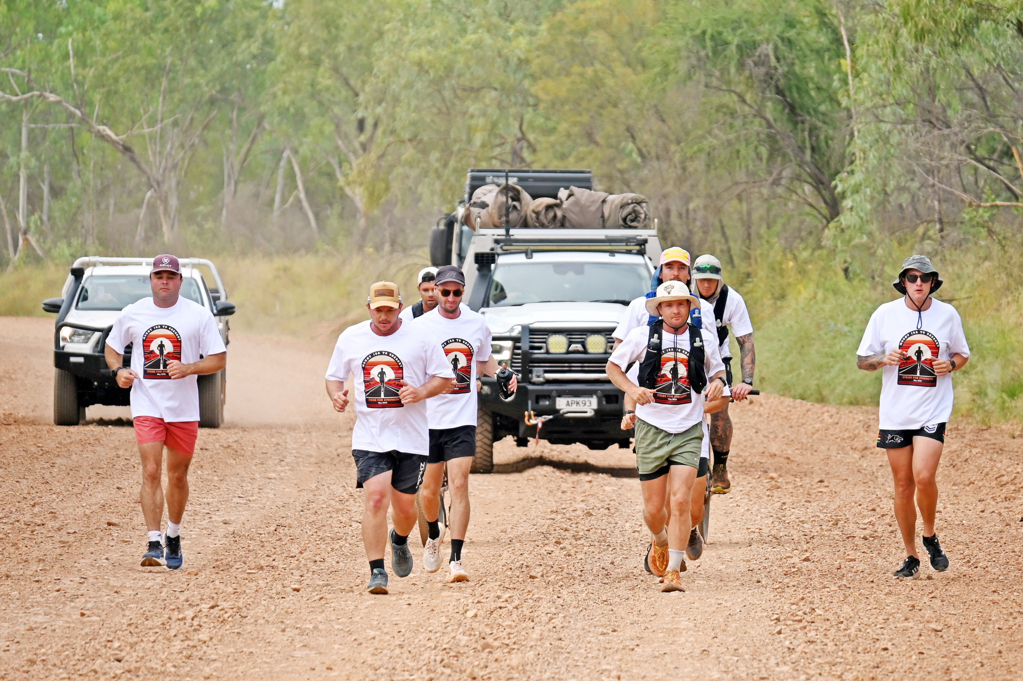 For 95 per cent of his 303km run, Travis had supporters there by his side.