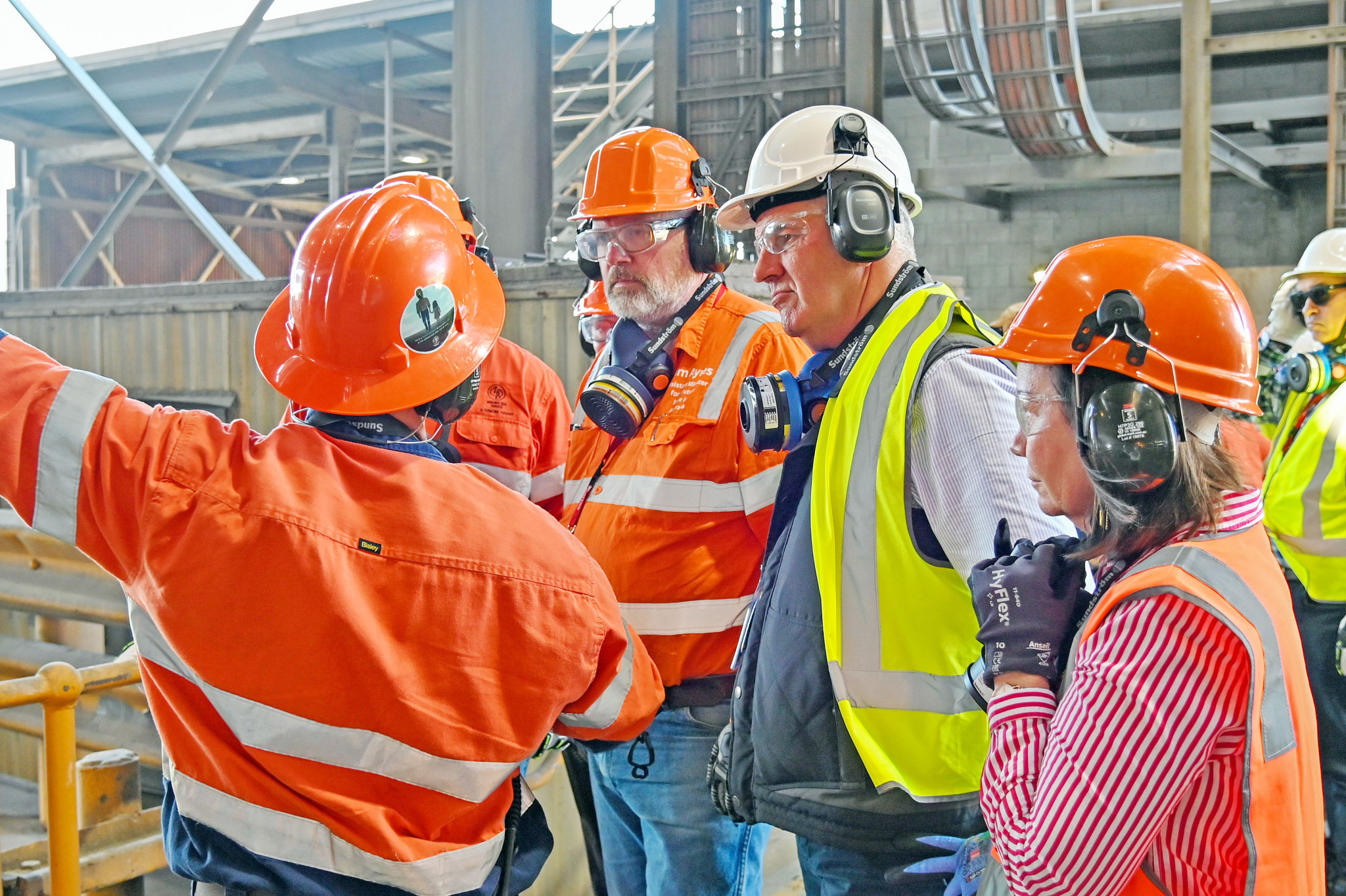 Tim Ayres, Dale Last and Mount Isa mayor Peta MacRae toured Glencore’s Mount Isa copper smelter last Friday.