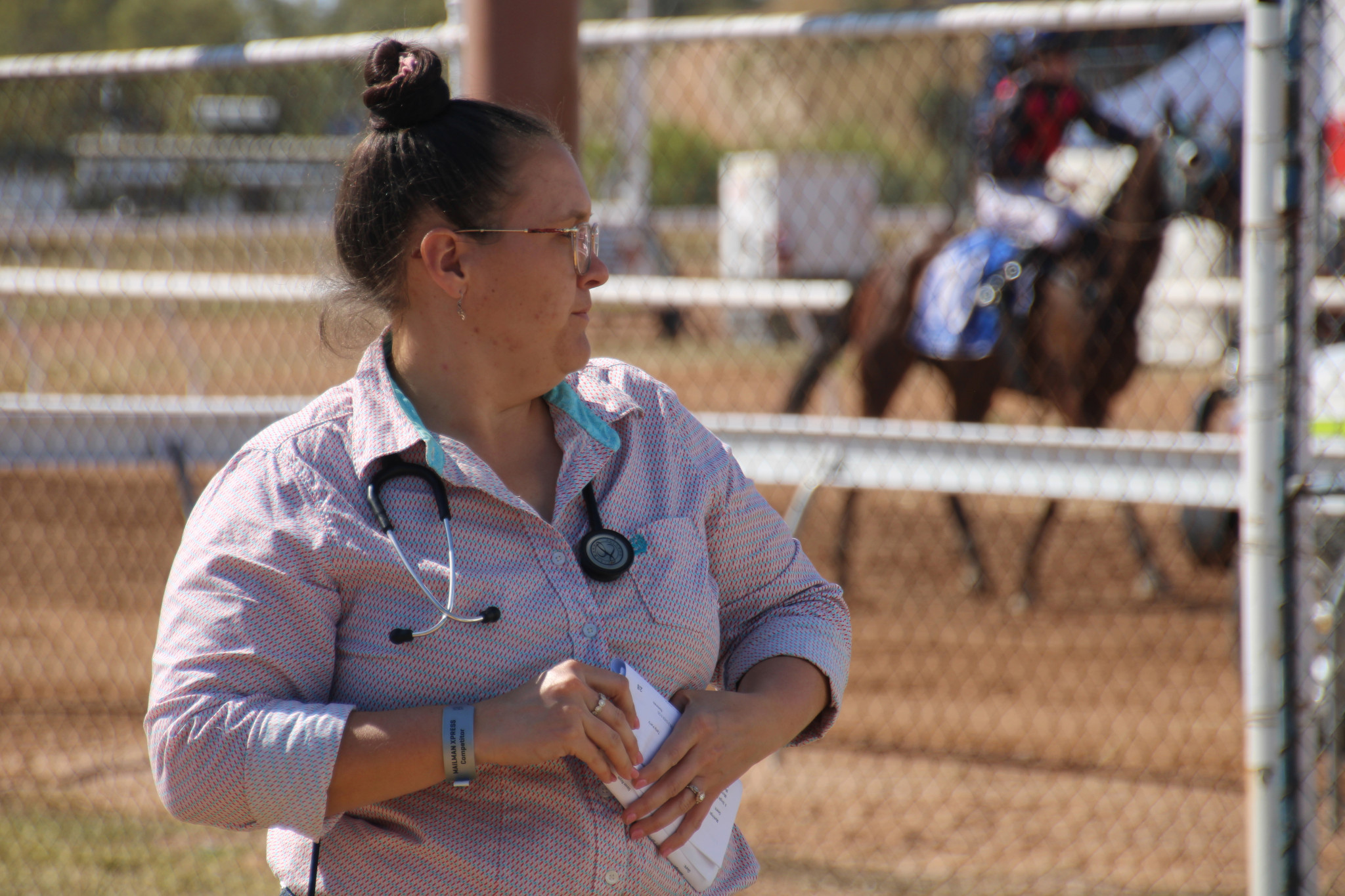 Dr Katelyn Thompson is the long-time vet at Mount Isa Race Club and doesn’t believe the dry heat poses a problem for horses. Picture: Matt Nicholls