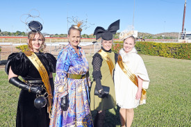 Mount Isa’s female fashions winners – Cheryn Crossland (classic lady), Laurelle Lederhose (millinery), Krystal O’Sullivan (contemporary lady), and Kristina Glindon (upcoming star).