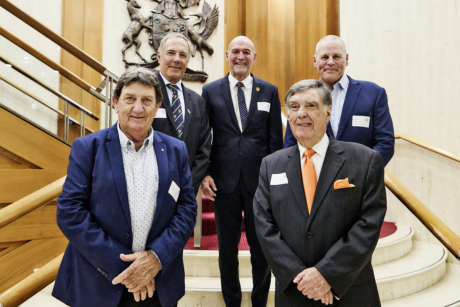 Richmond Shire mayor John Wharton will replace the retiring Tony McGrady as the chair of the Lifelight Mount Isa Regional Advisory Committee. Pictured at the back are LifeFlight Foundation chair Stewart Morland, LifeFlight chair Jim Elder and LifeFlight CEO Ashley van de Velde.