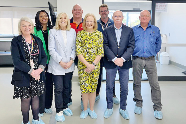 The Governor of Queensland, Her Excellency Dr Jeannette Young (centre) with her husband Graeme Nimmo, Carpentaria Shire mayor Jack Bawden and North West Hospital and Health Service executives and staff at the new Normanton Hospital on Monday morning.