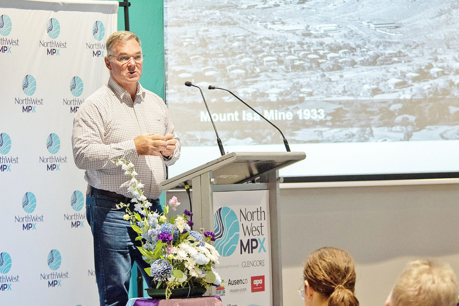 Resources and Critical Minerals Minister Scott Stewart speaking at the North West MPX forum in Mount Isa earlier this month.