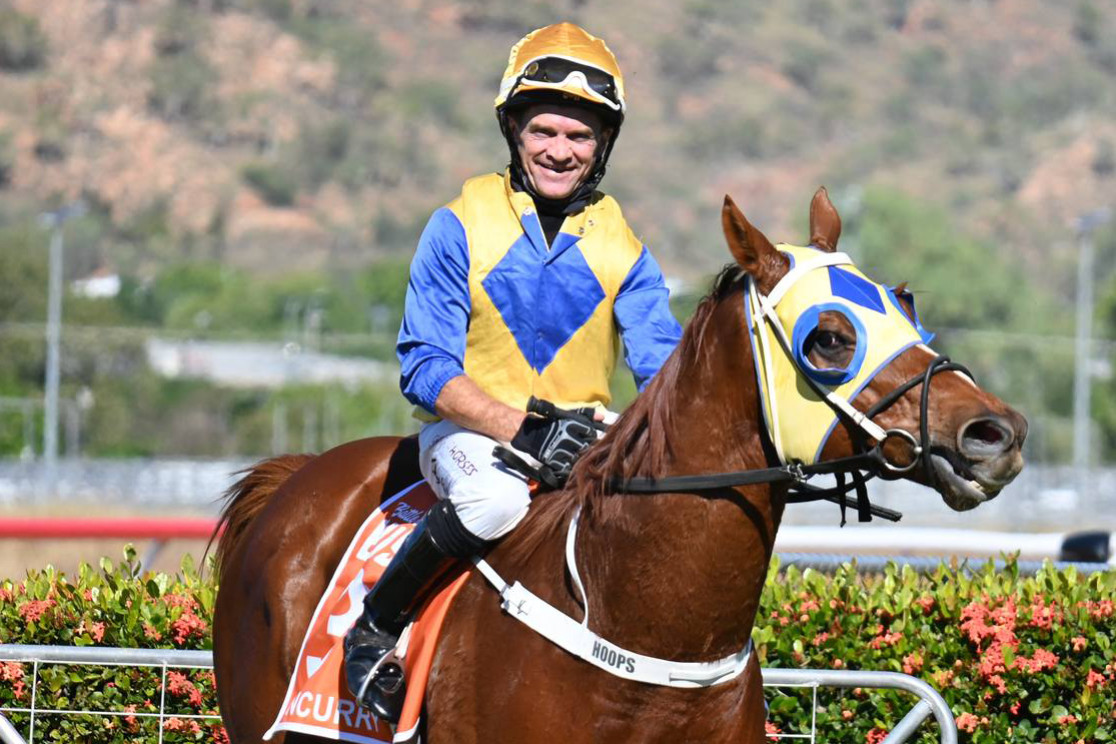 Jason Hoopert in happier times – aboard The Carpenter after a win at Mount Isa.