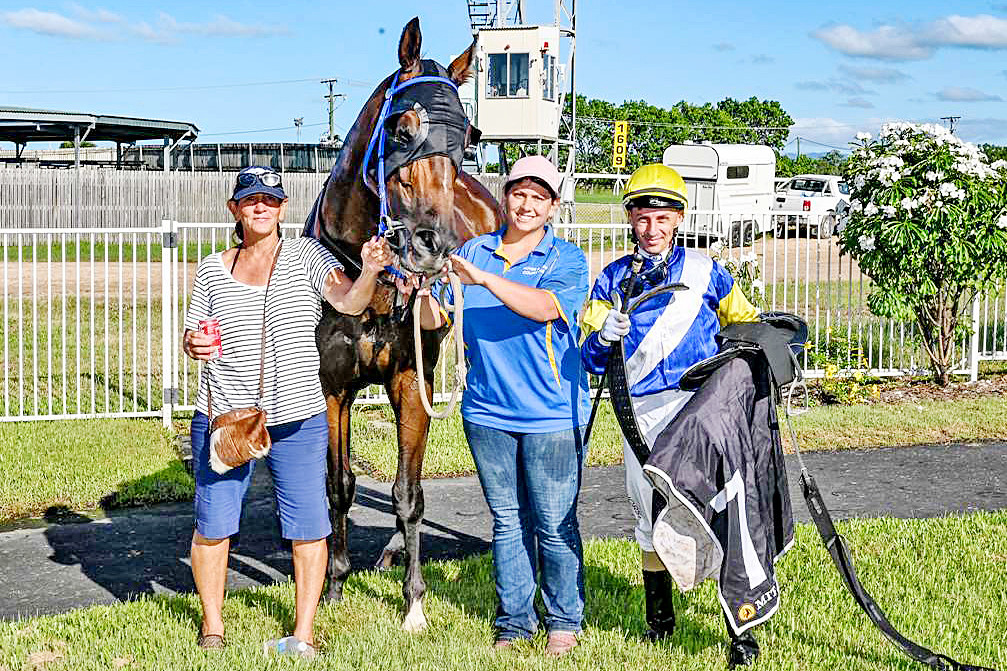 Richmond trainer Shryn Royes (left) after Ilzoomya’s win at Townsville last week.