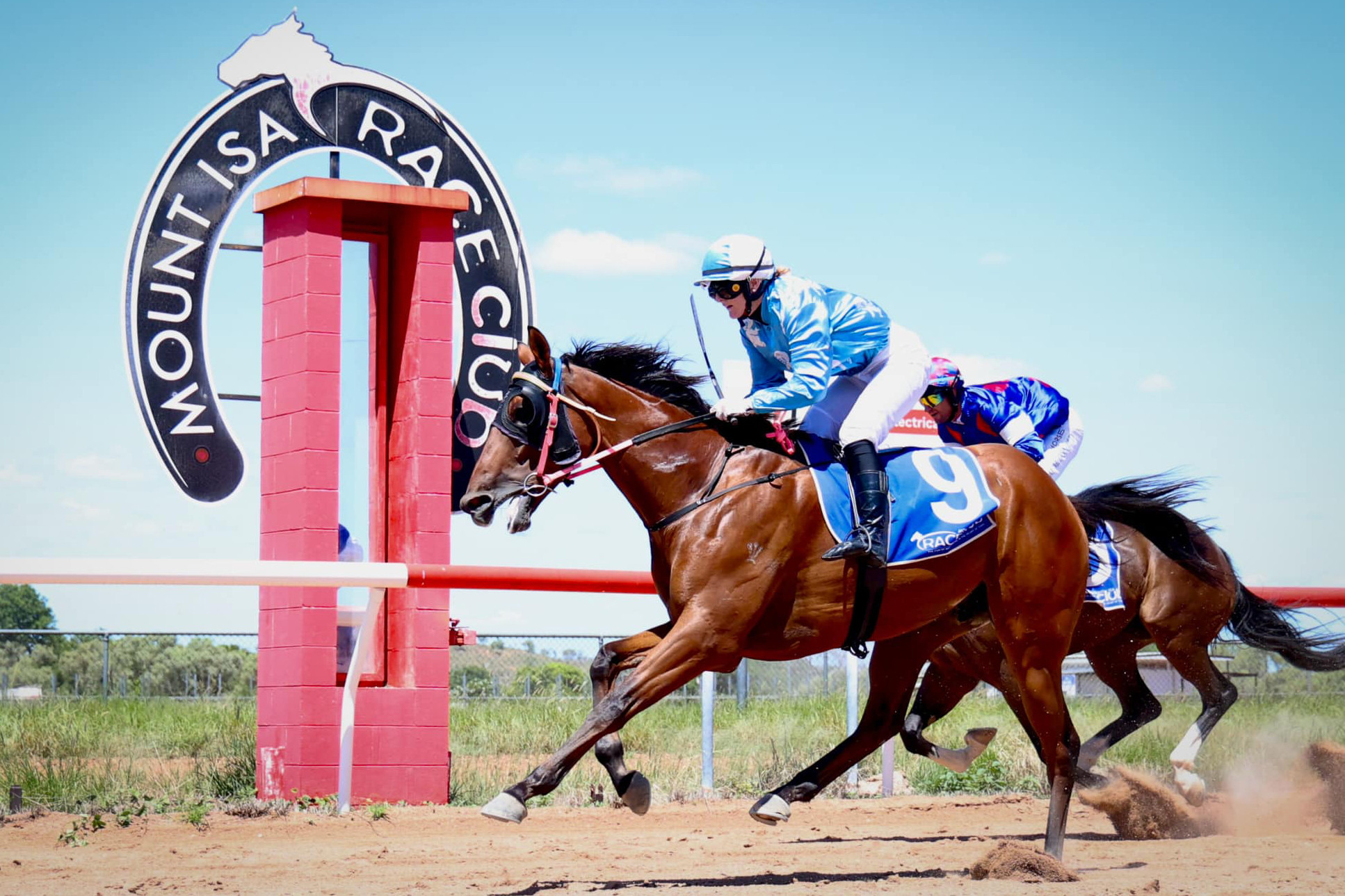 It took just two rides for Brooke Stower to return to the winners’ circle after she saluted aboard Bitterblue on Saturday. Picture: Bec Climie (Mount Isa Race Club)