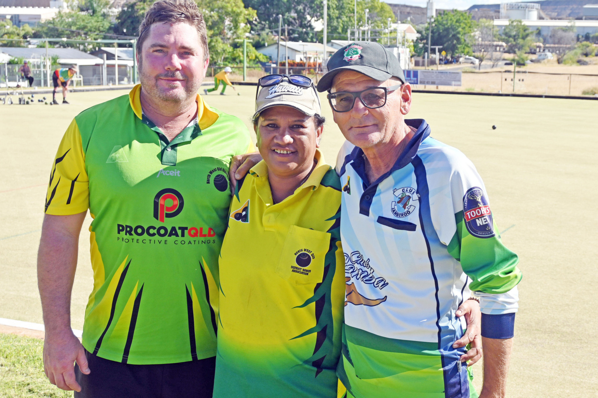 Rod Jolly triples champions Aaron Murtagh, Lorraine Walford and Adam Bogdanich on Sunday afternoon.