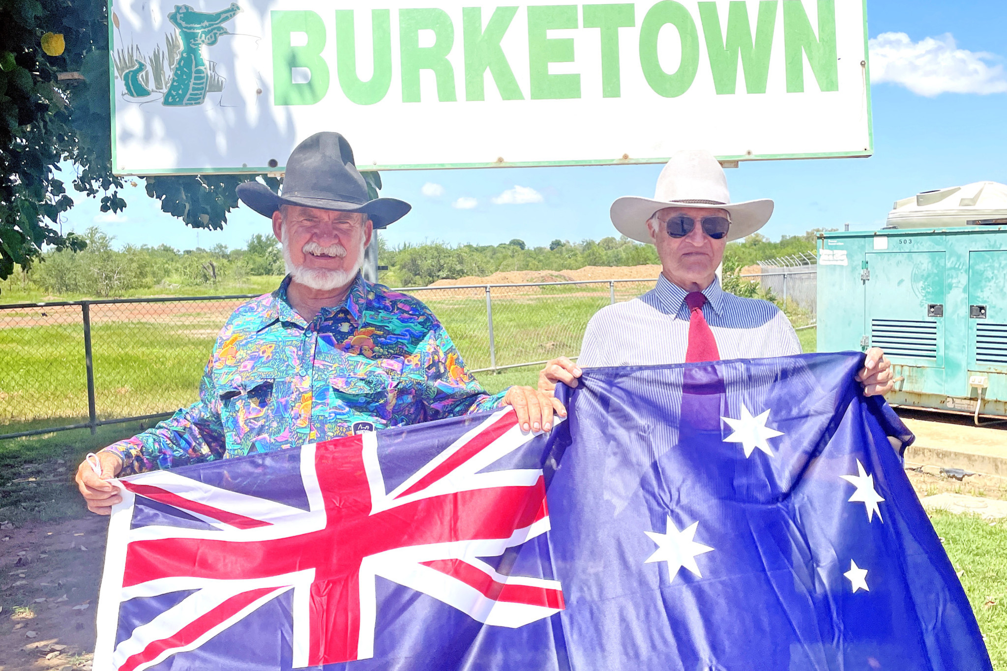 Burke Shire mayor Ernie Camp with Member for Kennedy Bob Katter.