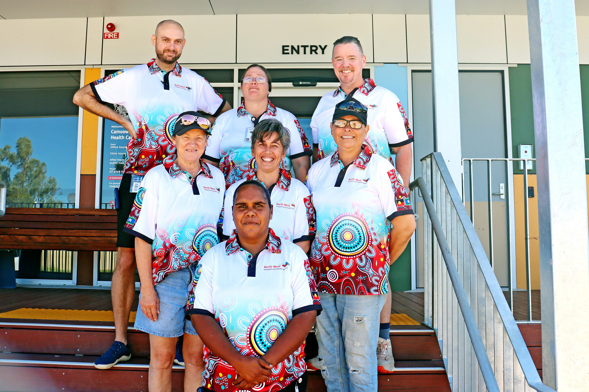 The Camooweal Primary Health Centre team – Back row: Zac Soper, Ann-Elise Vaughan and Jason Moloney. Middle: Karen Ma-ree Sullivan, Kim Gentle and Josie Rowlands. Front: Zerah Wickham.