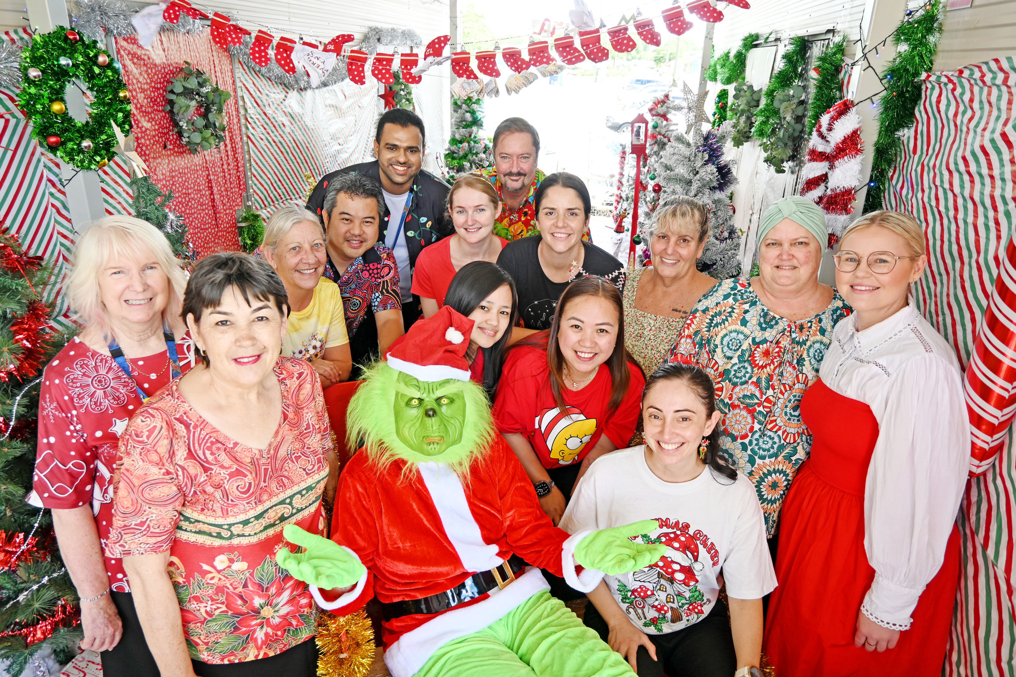 The Mount Isa Hospital’s finance department – Tracy Smith, Rhonda Pengo, Sioux Collins, Luis Capuno, Nicole Tutor, Ruth Olape, Lauren Schmider, Chris Williams, Grinch, Jade Coles, Nik Tom, Jessie Henderson, Tania Gilmore, Ali Scrivener and Paula Skinner.