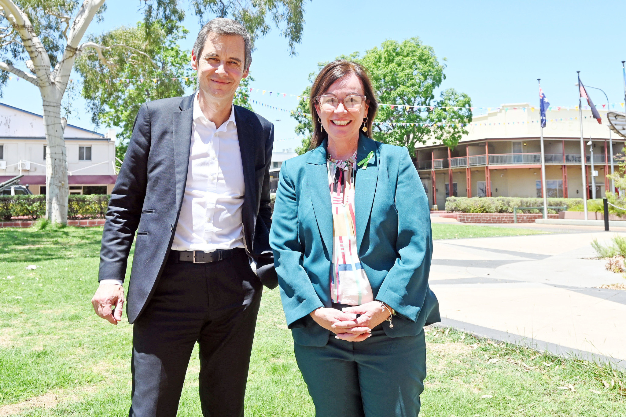 Flying Whales CEO Sébastien Bougon with Mount Isa mayor Peta MacRae after last week’s announcement in the city.