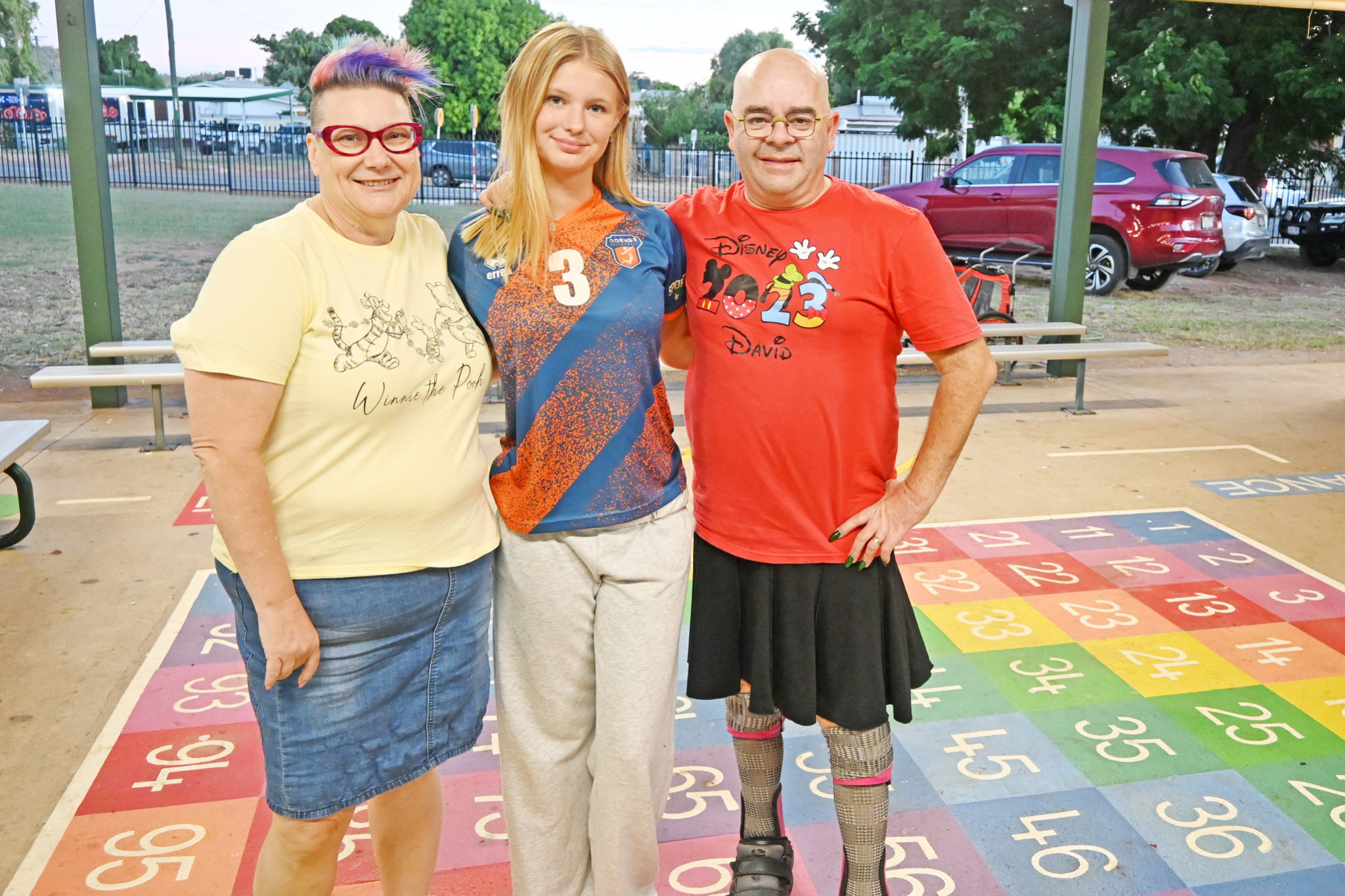 Mount Isa’s Tash and Dave Hydon with Danish student Eva Ousager.
