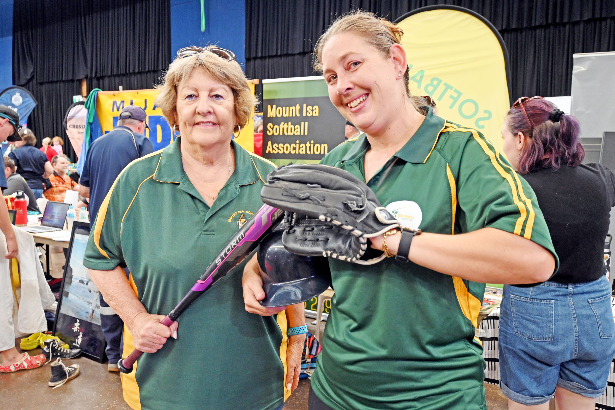 Mount Isa Softball Association treasurer Karen Dredge and committee member Hannah Bimrose at the Sign On Expo.