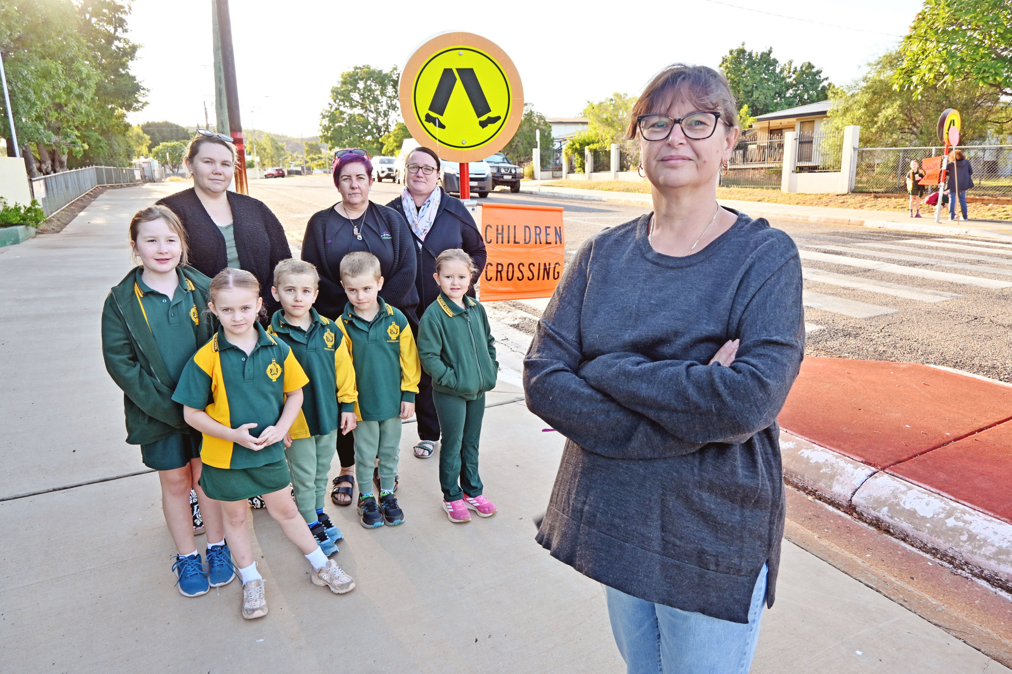 Some of the parents demanding answers include Tracy Pertovt, Tiffany Waddell-Wood, Lynda Evans and Therese Sexton with school children Laura Sexton, Bowie Evans, Jax Evans, Alirah Cadona and Mackenzie Sparks.