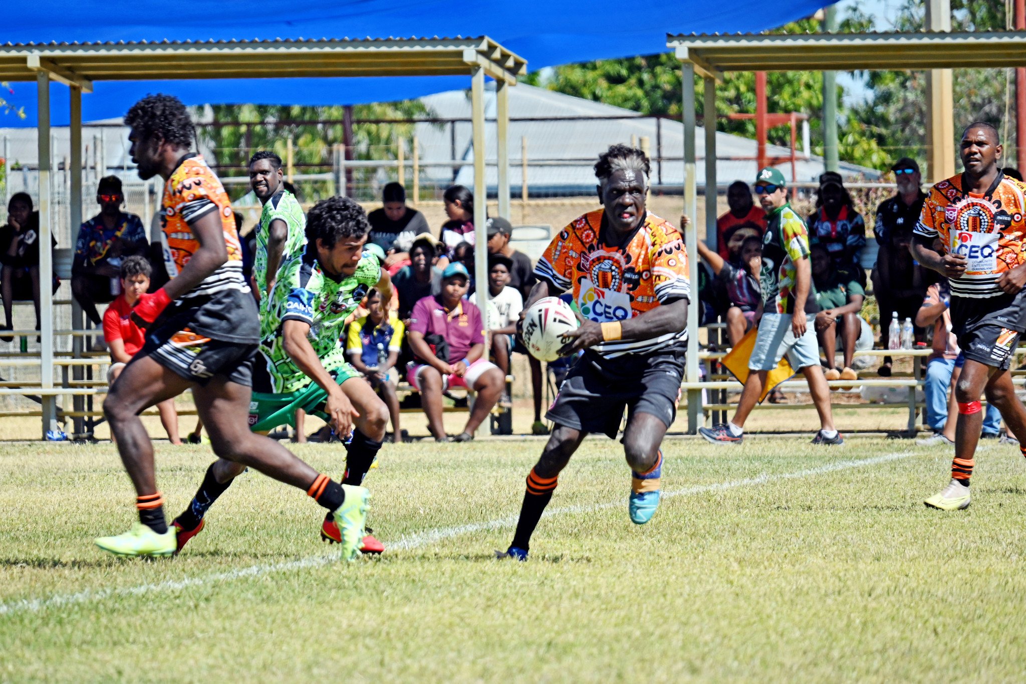 Action between Doomadgee United and Kowanyama at John Henry Memorial Oval.