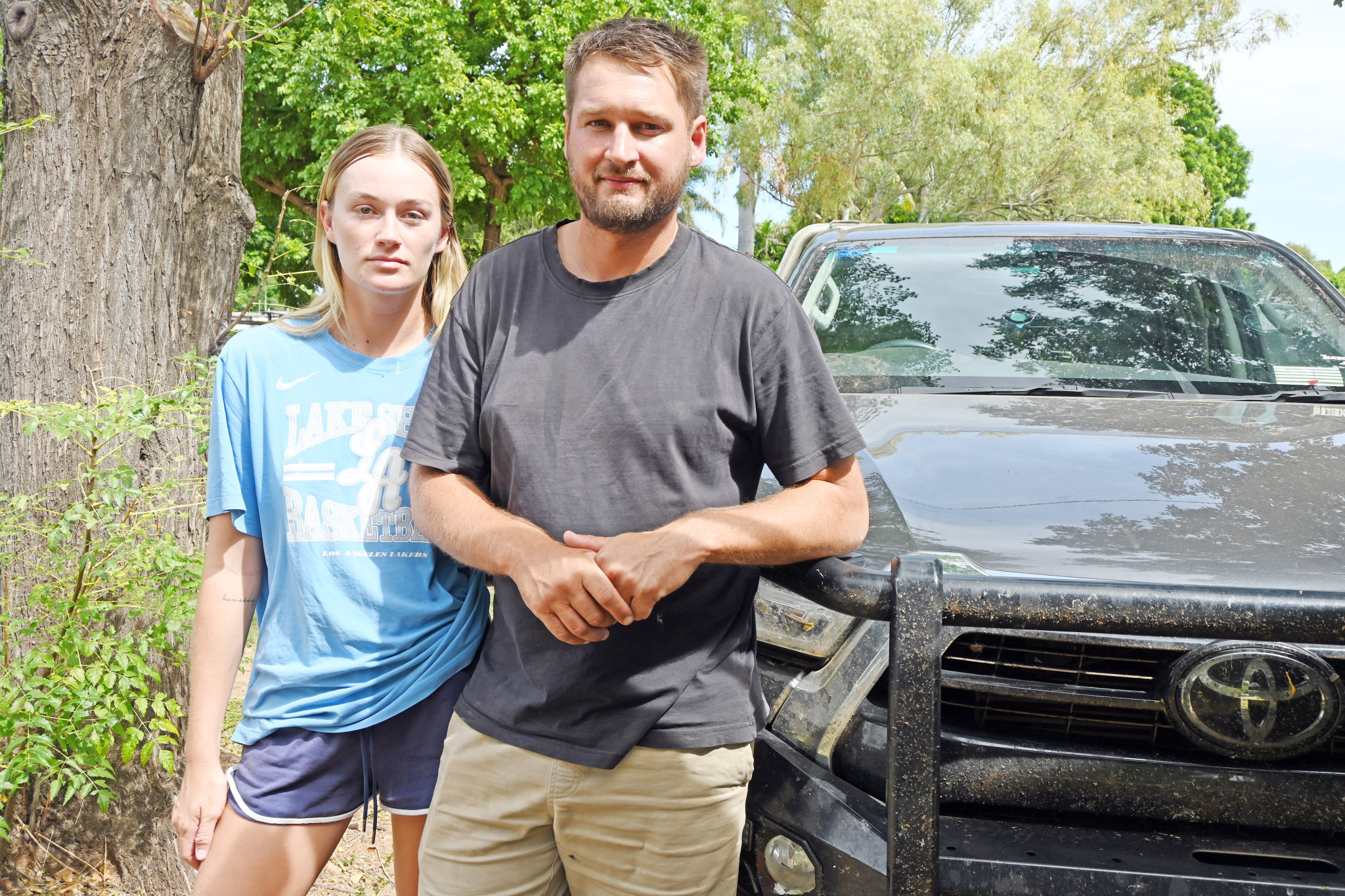 Mount Isa visitors Mikaela Bartlett and Sam Jacobs had their 2023 Toyota HiLux ute stolen on Saturday morning. It was recovered by police about eight hours later after it was abandoned in the car park of a suburban motel.