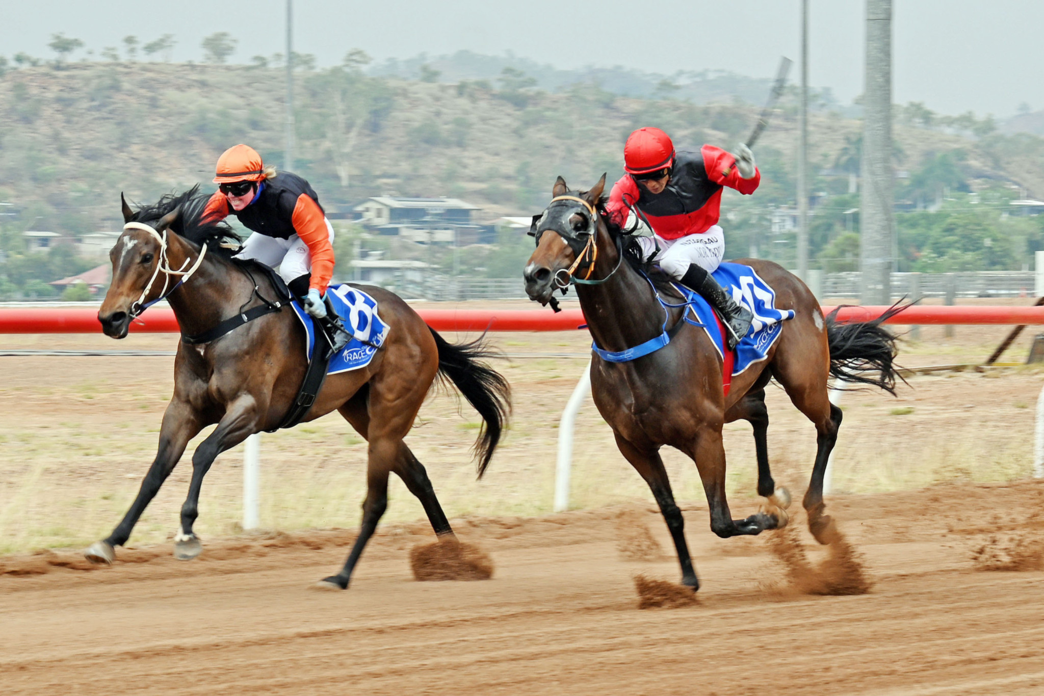 Nor Yadi, right, pilots Wagonga to victory in the maiden at Mount Isa.