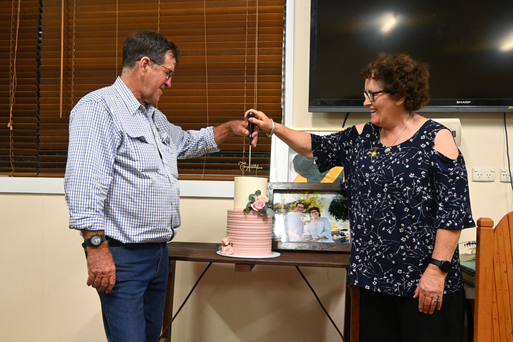 John and Sue Clarke after they were awarded life membership of the Gregory Downs Jockey Club earlier this year.