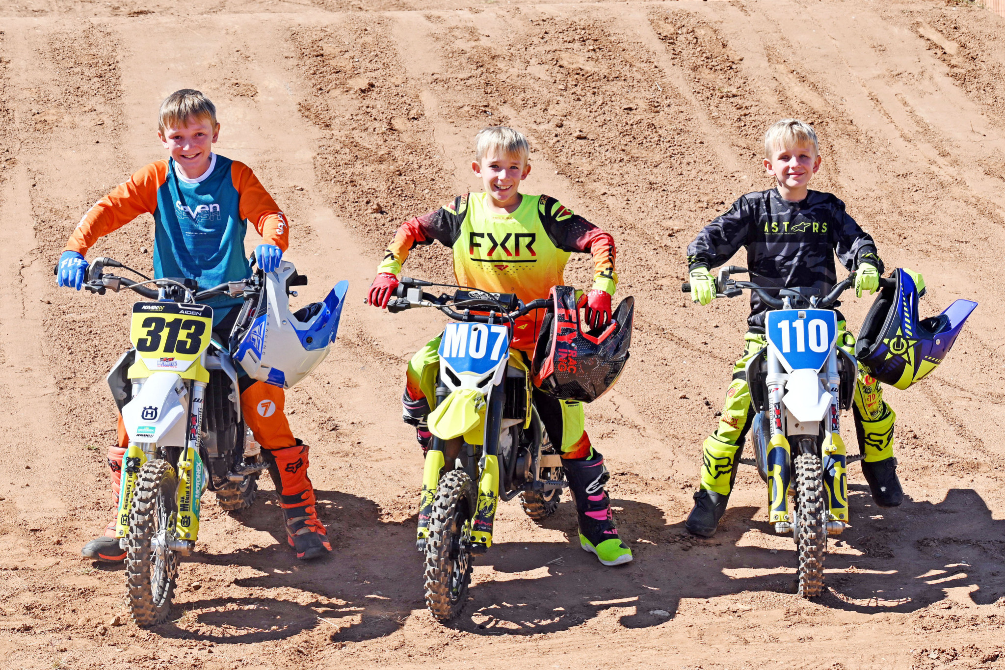 Aiden, Matthew and Liam McConachy, fresh from riding in the Tropical NQ Series in Townsville, were champing at the bit to ride the new track at Mount Isa.