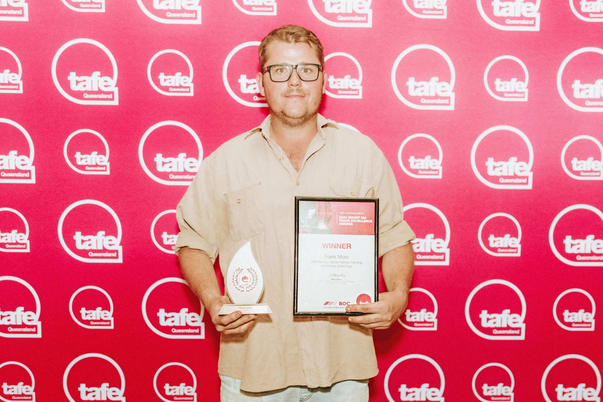 Frank Moro was named the Outstanding Apprentice of the Year at TAFE Queensland’s Mount Isa Trade Excellence Awards.