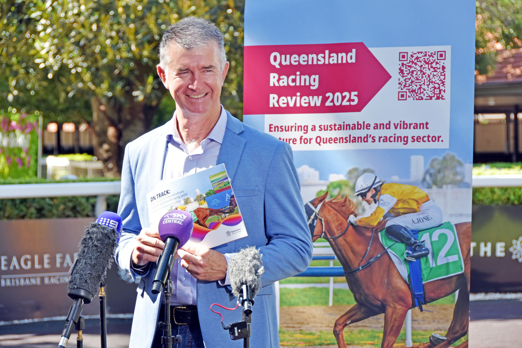 Minister for Racing Tim Mander at the launch of the Queensland Racing Review at Eagle Farm in Brisbane on Saturday morning.