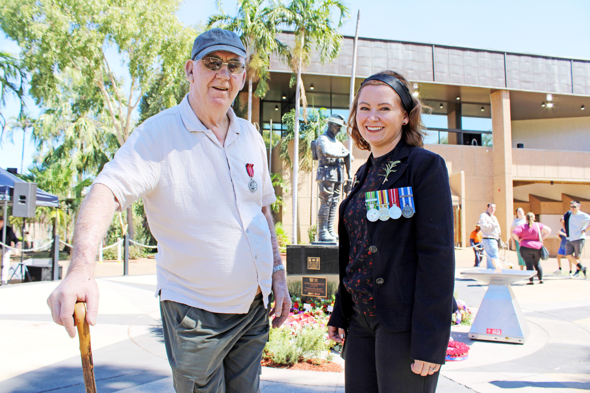 Former Australian Army Private Tom Davison joined the Mount Isa Anzac Day services for the first time after being connected to RSL Mount Isa sub-branch welfare officer Kate Fischer.