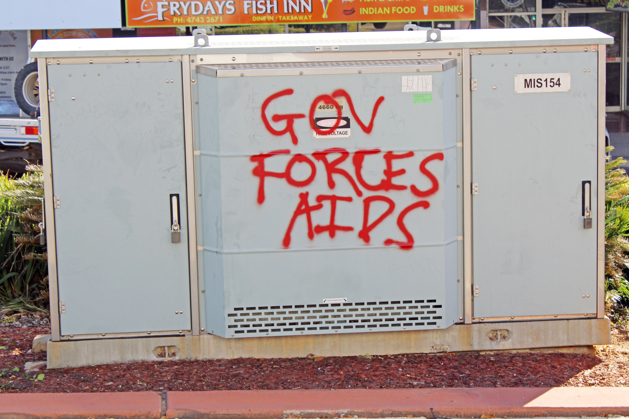 An example of the alleged graffiti artist’s handiwork in Mount Isa’s CBD.