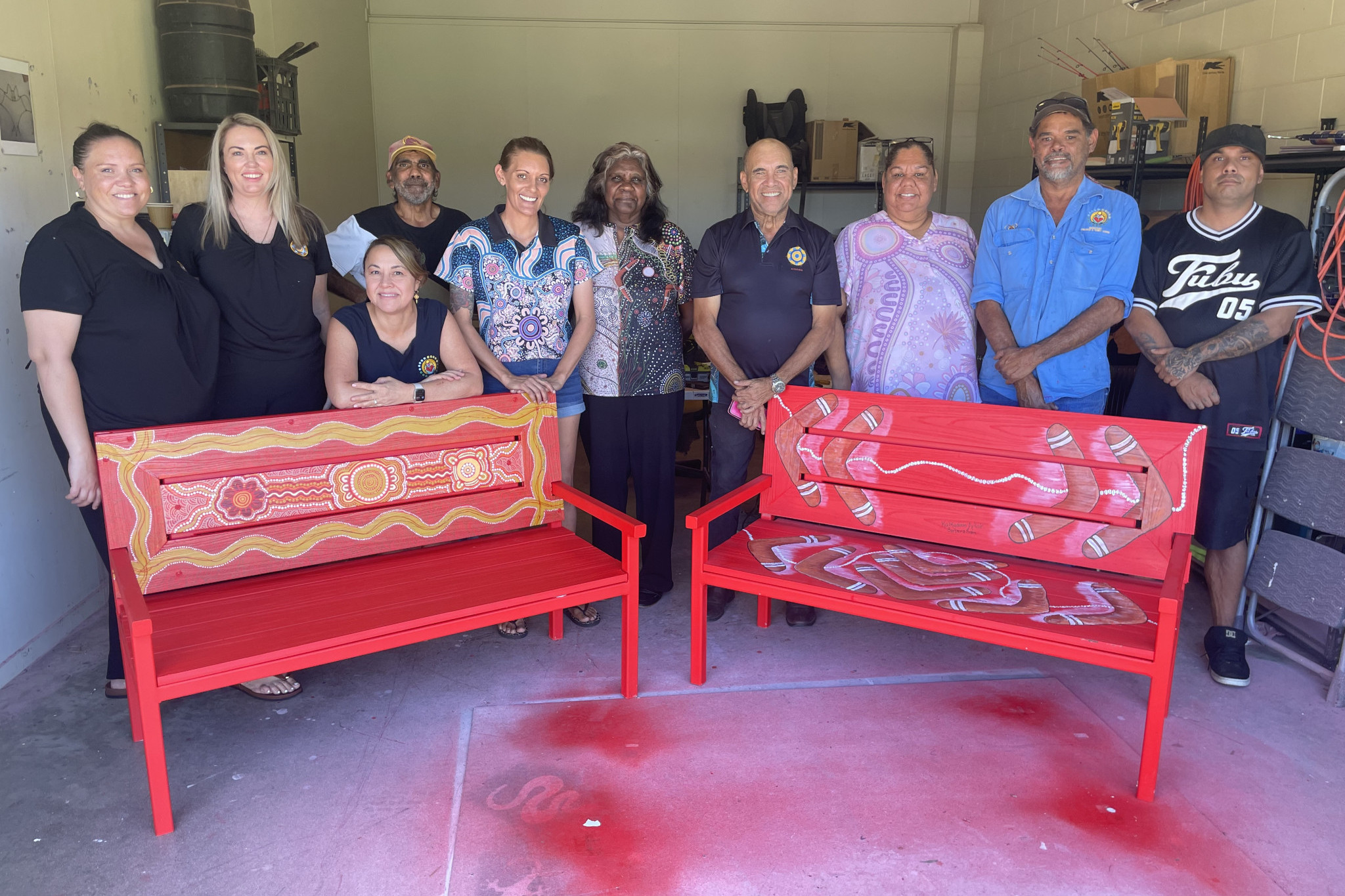 The Ngukuthati Men’s Shed volunteers spent three months carefully constructing the benches in the collaboration with AIDRWA and local artists.
