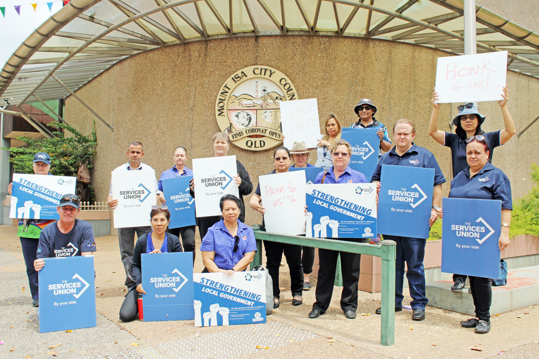 Council staff walked off the job at about noon last Wednesday and held a short meeting on the Civic Centre lawns to air their frustrations in the ongoing wage negotiations.