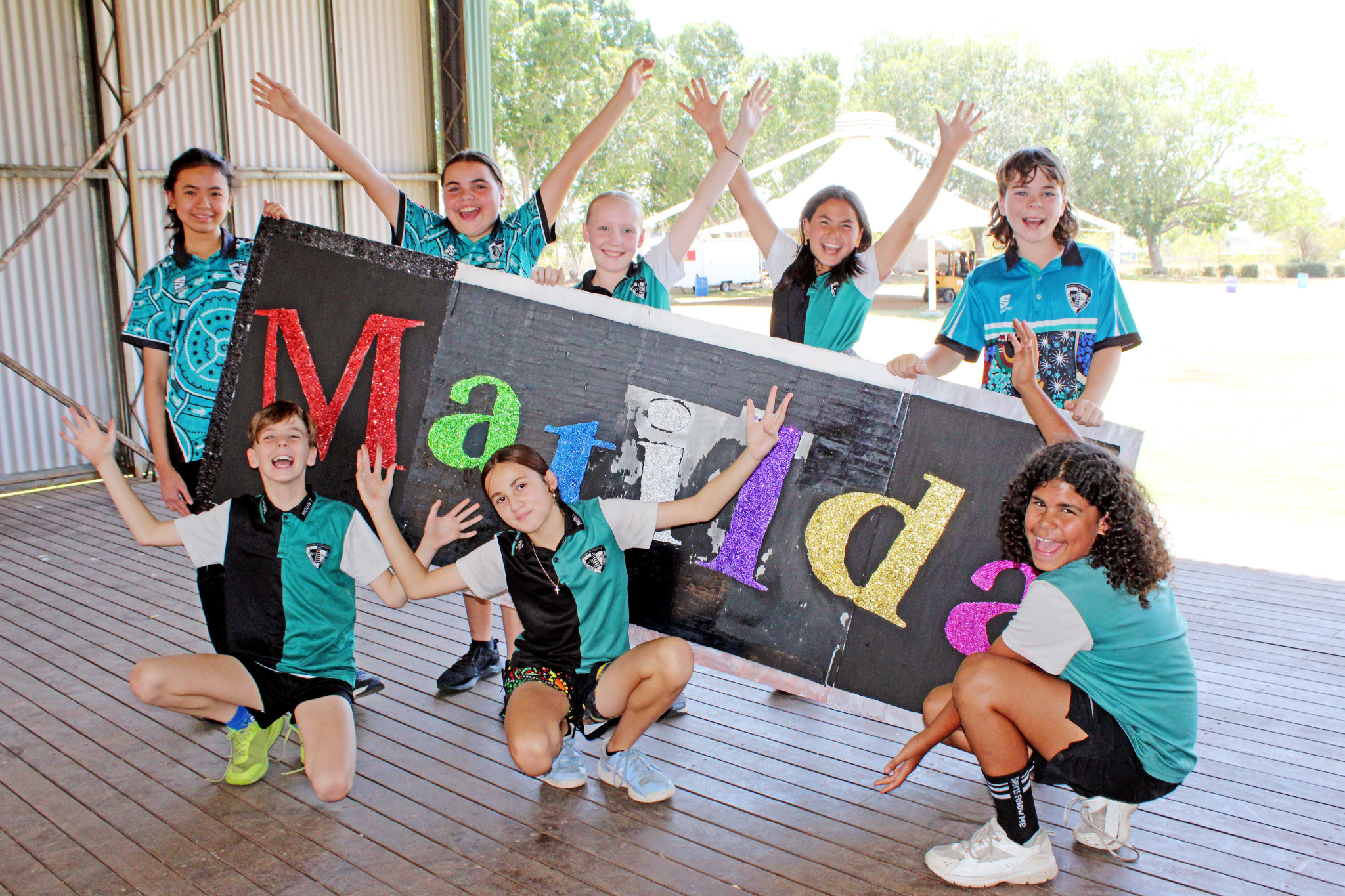 Preparing for their Matilda Rock Pop show were Mount Isa Central State School grade 5 and 6 students Oliver McGilchrist, Caja-Rae Evans, Saige Norway-Hardy, Sofia Iyas, Gabriella Clay-Parsons, Victoria Chapman, Paula Batts and Zayden George.