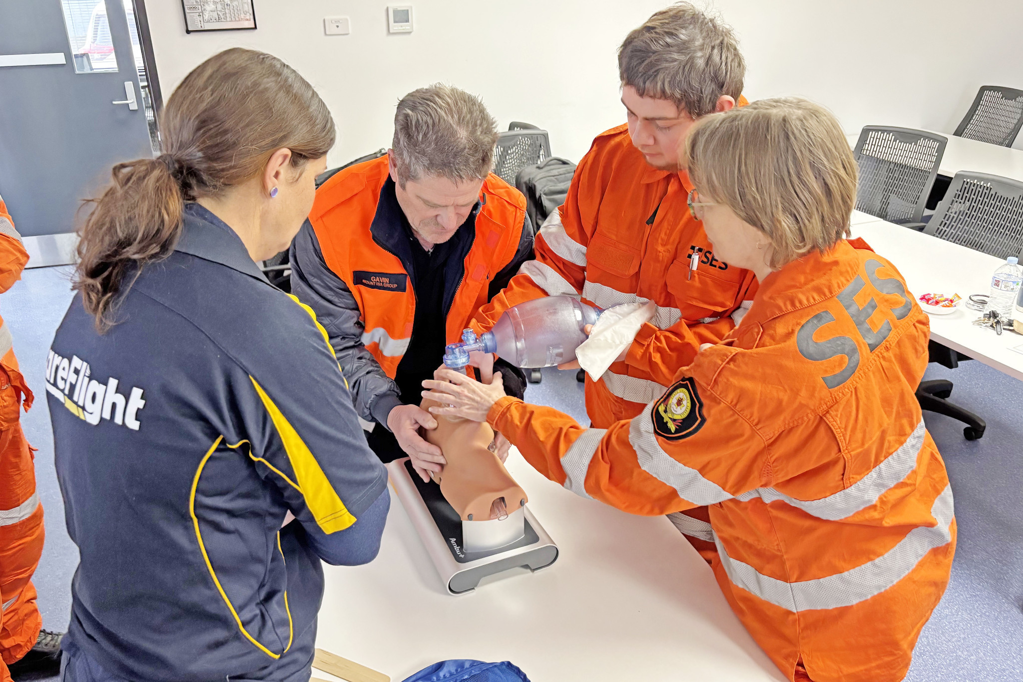 SES volunteers brush up on their first-aid training during CareFlight’s course in Mount Isa.