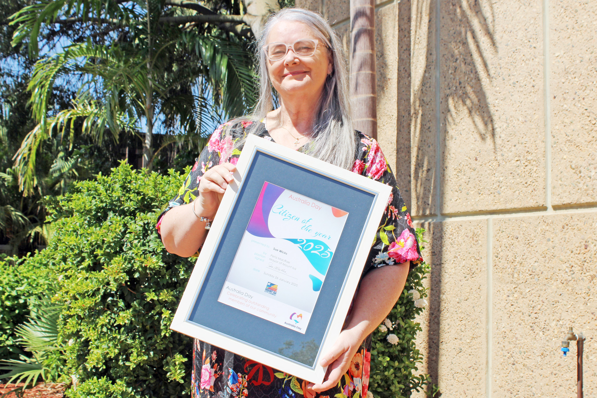 Sue Wicks was named Mount Isa Citizen of the Year on Australia Day.