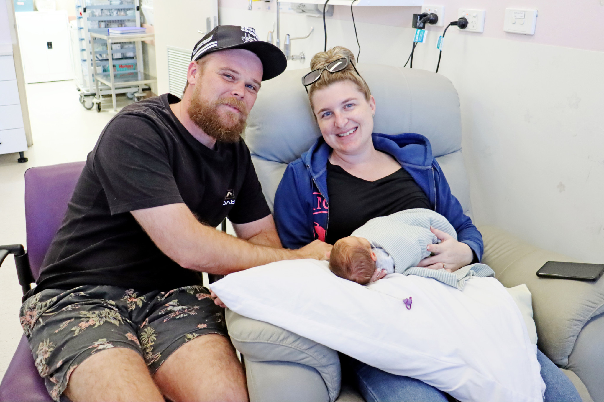 New parents Ashlee and Will in the special care nursery at Mount Isa Hospital.
