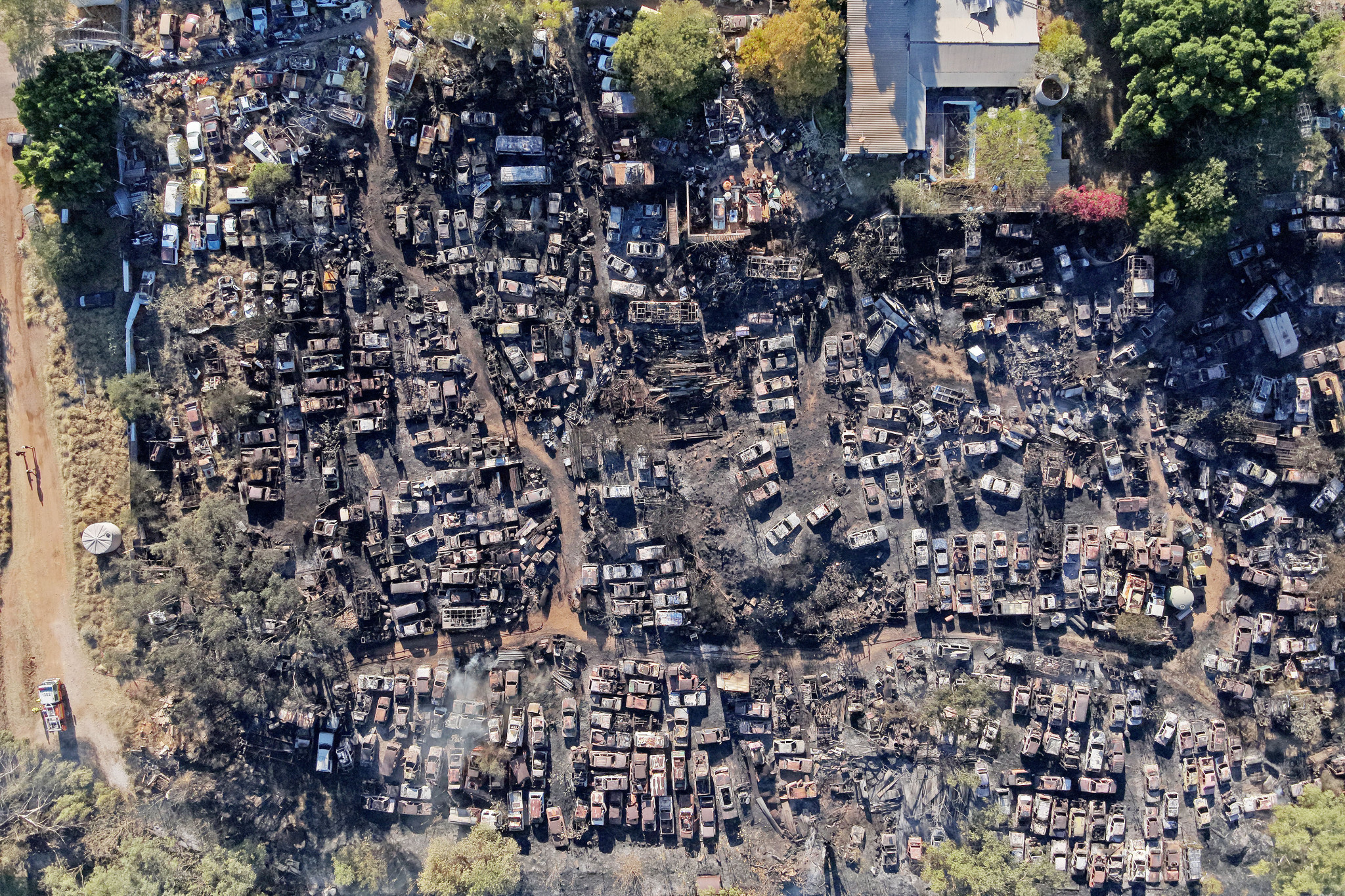 This aerial photograph of the fire aftermath near Duchess Road has been used by Mount Isa City Council in its investigations into the wrecker’s yard blaze, which occurred on the southern side of the city.