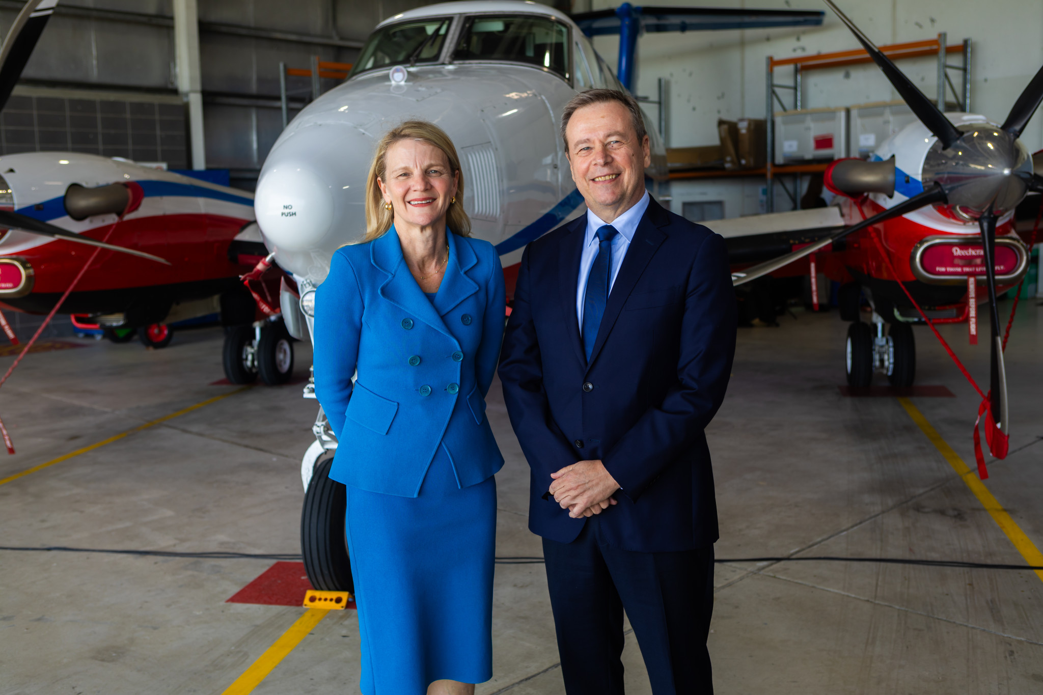 RFDS Queensland CEO Meredith Staib and Rio Tinto's Armando Torres at Wednesday's announcement.