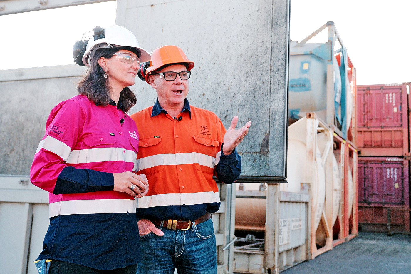 Townsville Enterprise CEO Claudia Brumme-Smith with Glencore smelting and refining general manager Adam Purkis on a tour of the Mount Isa copper smelter.